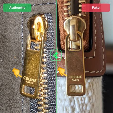 vintage gold celine zipper fake|10 WAYS TO TELL IF YOUR CÉLINE IS FAKE (REAL VS. FAKE COMPARISON).